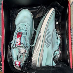Bala Aqua Teal Sneakers with Red Accent Tabs made for nurses. Unisex